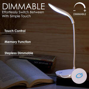 LED Study Lamp Rechargeable,Table Lamp for Study Room, Desk Lamp Light with 3 Brightness Levels,Portable USB Table Light,Study Table Lamp for Students,Reading & Work at Home,White angle 3