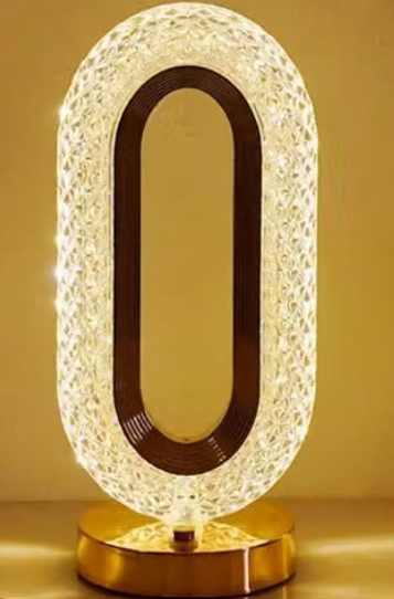 Oval Crystals Table Lamp Touch Control LED Light with 3 Levels Brightness Rechargeable Lamp Room Decor Night Light for Bedroom, Living, Home Office, Desk Decorations, Gift
