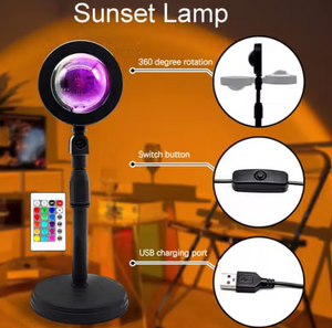 Sunset Lamp Projector 16 Color Led Light Desk Lamp Rainbow Night Light 360° Rotation Romantic Sunlight For Bedroom, Party, Photography With Remote (Sunset Lamp) angle 3